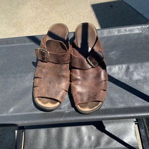 Vintage Brown Leather Nicole Miller Wedge Heels | Sandals | Size 6.5
